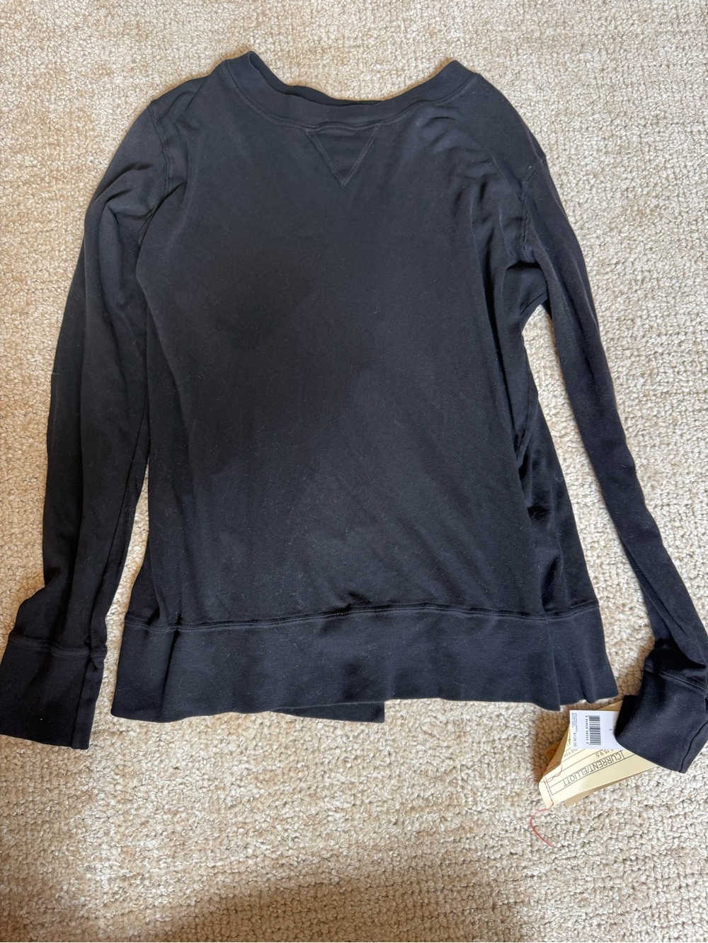 Current/Elliott Black Long-Sleeve Crewneck Sweatshirt